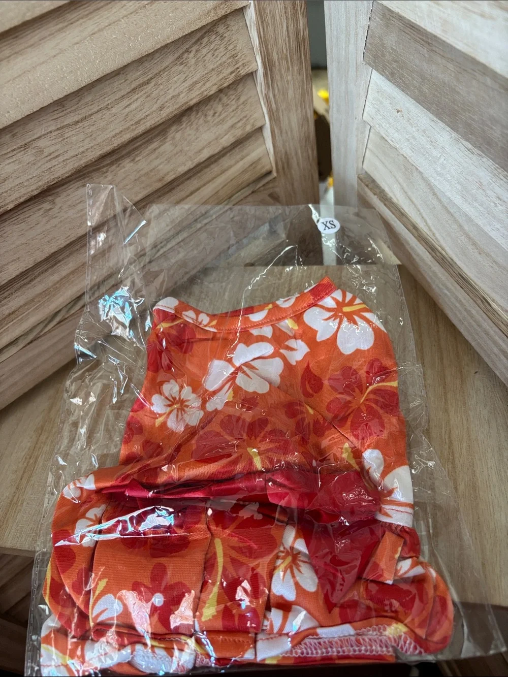 Floral Orange Pet Dress with White Hibiscus Print XS NIP